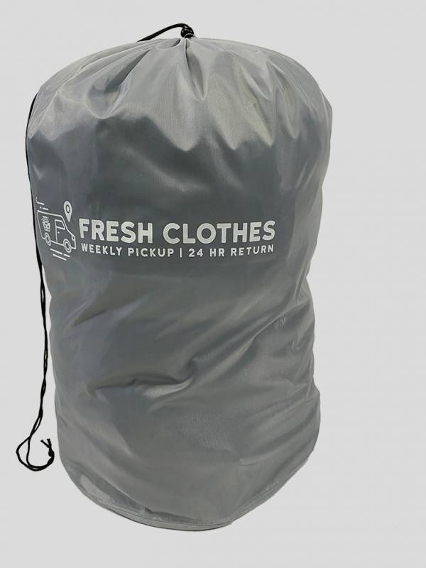 front view of the polyester fresh clothes logo bag